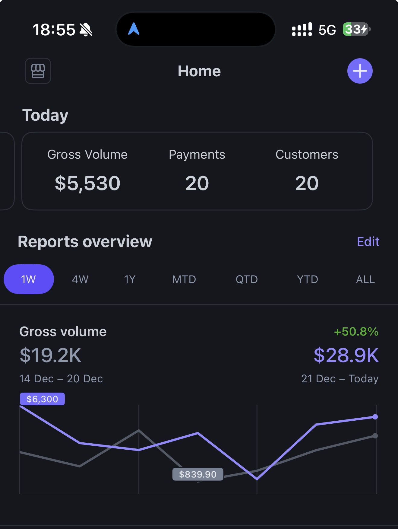 Stripe dashboard - $5,530 day